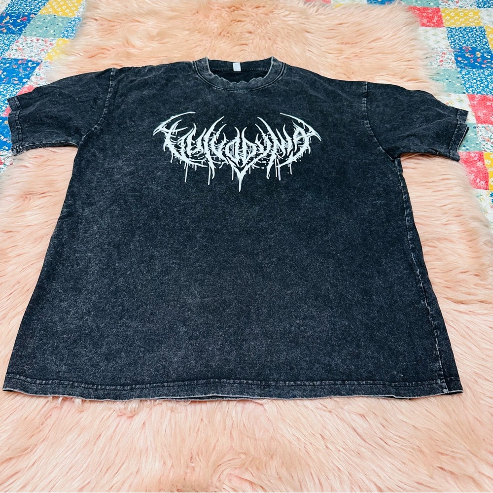 Black Acid Wash Graphic T-Shirt